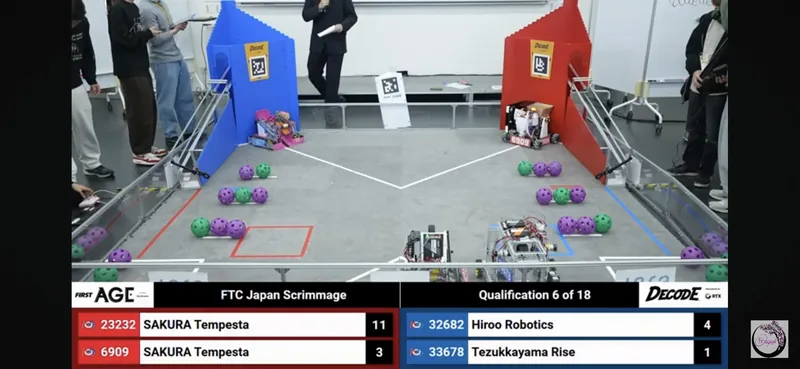会場配信画面に映るFTCの試合とスコア
